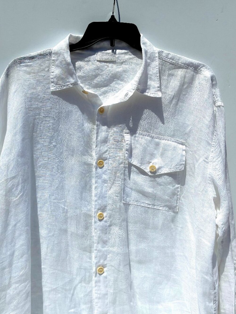 Women’s CP Shades White 100% Linen Long Sleeve Button Up Shirt, XXL